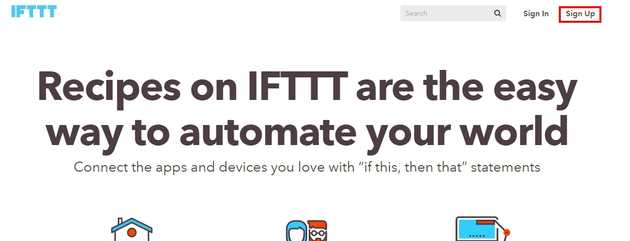 IFTTTホーム画面