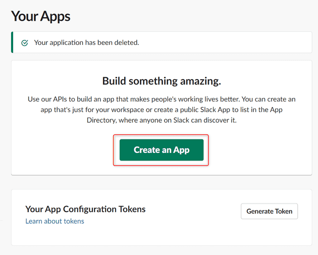 Create an App をクリック